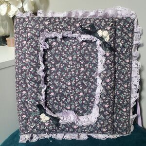 Vintage Ditsy Floral Fabric Ring Binder Scrapbook Photo Album Lace Trim READ